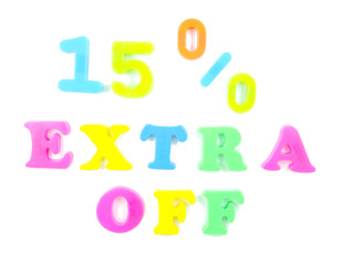 15% extra off written in fridge magnets