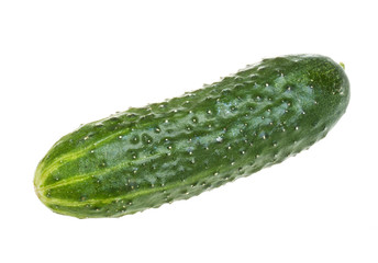 Healthy food. The green cucumbers isolated on white background