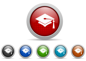 graduation vector icon set