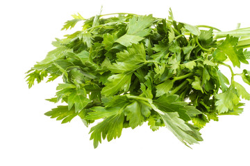 a bunch of parsley on a white background