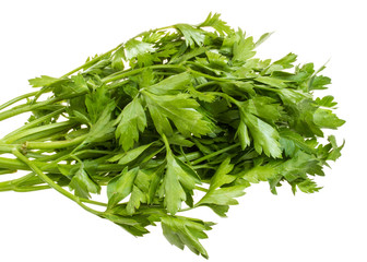 a bunch of parsley on a white background