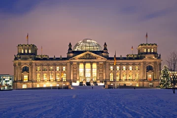 Fotobehang berlijn rijksdag kerstsneeuw © flashpics