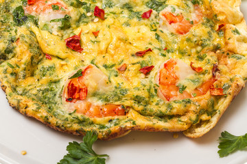 fresh Scrambled eggs with shrimp