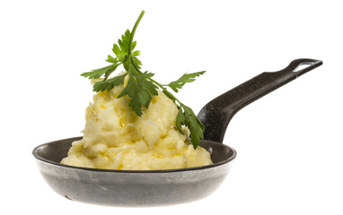 mashed potatoes in roasted pan