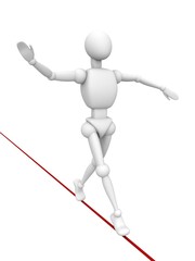 balancer white human character walking on red rope