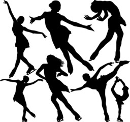 Figure skating vector silhouettes set isolated on white background. Layered © Denniro