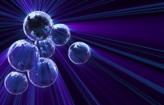 dark funky background with mirror disco balls
