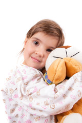 Little Girl  with a brown dog