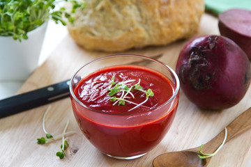 Beetroot with tomato and carrot soup