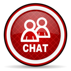 chat red glossy icon on white background