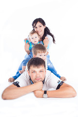 portrait of a family in studio