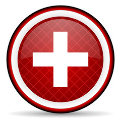 emergency red glossy icon on white background