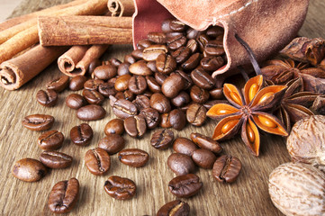 coffee beans with spices