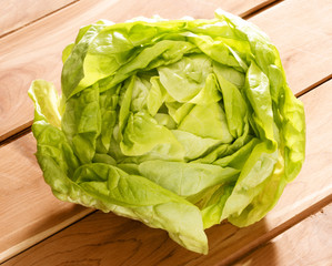 lettuce on wooden table