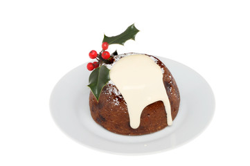 Christmas pudding with cream