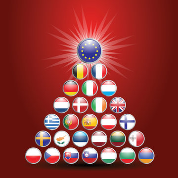 albero di natale con bandiere