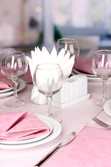 Elegant table setting in restaurant