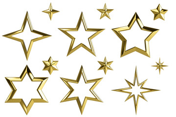 Obraz premium Golden stars collection isolated with clipping path