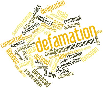 Word cloud for Defamation