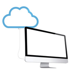 Cloud computing concept with computer connected to cloud