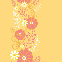 Vector vibrant hot flowers golden vertical seamless pattern