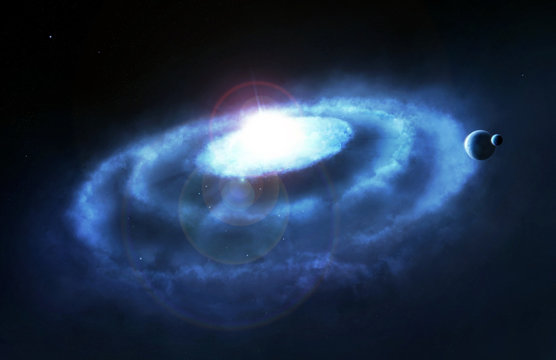 Blue Galaxy Ring Nebula, Space Quasar Cataclysm