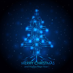Blue digital Christmas tree
