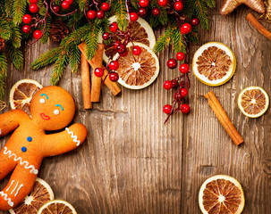 Christmas Holiday Background. Gingerbread Man