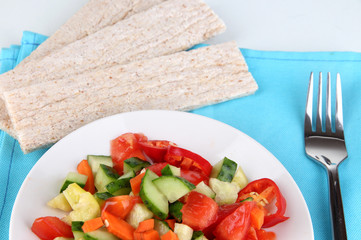 Healthy food on plate isolated on white