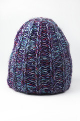 blue winter cap isolated on white background