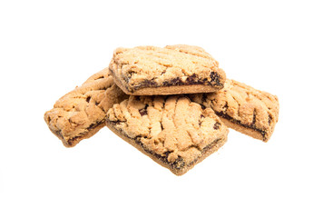 Heap of delicious  cookies isolated on white background