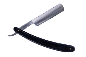 the old open sharp razor on a white background.