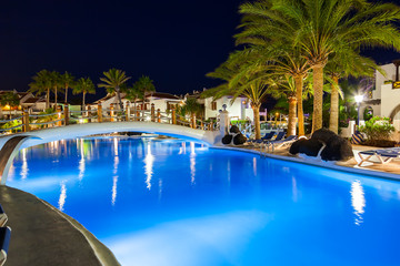 Swimming pool at night