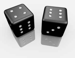 3d Render of a Pair of Dice Reflecting on White