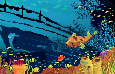 Photo sur Plexiglas Sous-marin Récif de corail avec poissons colorés