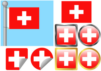 Fototapeta premium Flag Set Switzerland