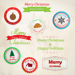 Set of christmas labels. Vector