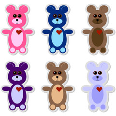 Set of 6 Teddy Bear Stickers