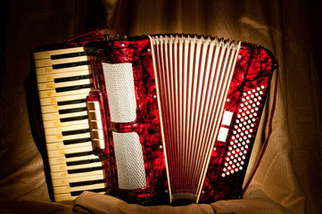 Retro accordion in the dark