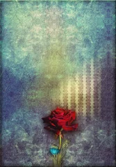 Deurstickers Red rose in to blue deep © Rosario Rizzo