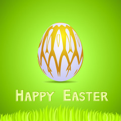 Vector green paper card with white ornate easter egg