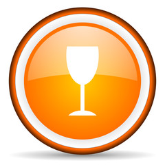 glass orange glossy circle icon on white background