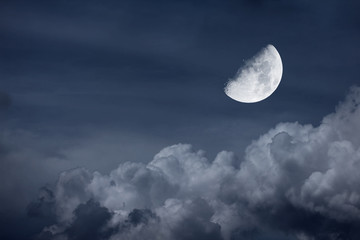 night sky with moon and clouds - 47312522