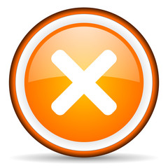cancel orange glossy circle icon on white background