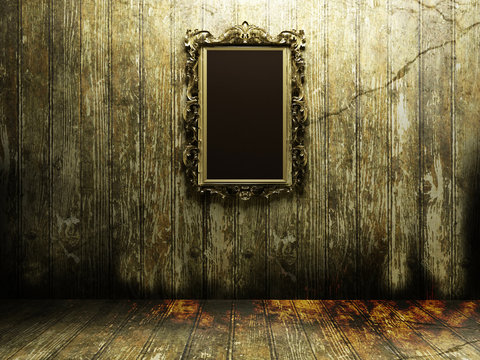 antique mirror in a dark room