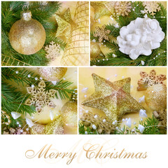 Decorations isolated on white for Christmas card project - obrazy, fototapety, plakaty