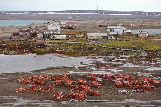Abandoned polar station in Arctic