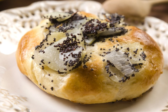 Cebularze - traditional polish cake with onion and poppy seed