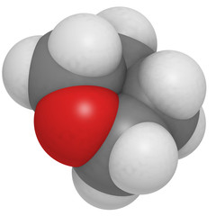 tetrahydrofuran (THF) molecule, chemical structure.