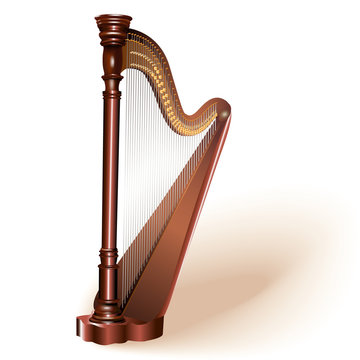 Classical concert harp. Fully editable vector